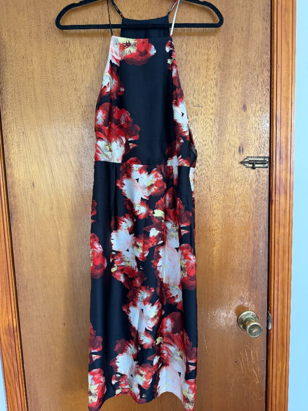 Anthropologie Black/Red Floral Halter Dress (NWT)